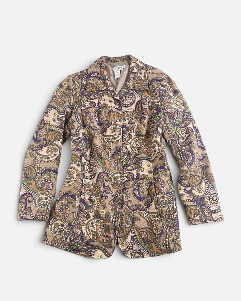 Grandma Paisley Tapestry Jacquard Brocade Jacket Blazer Earthy Boho Y2K Size M